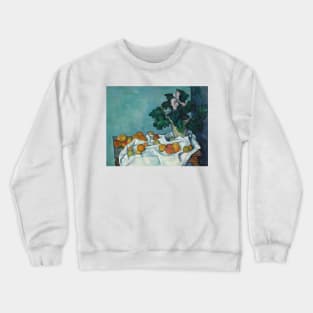 Still Life with Apples and a Pot of Primroses by Paul Cezanne Crewneck Sweatshirt